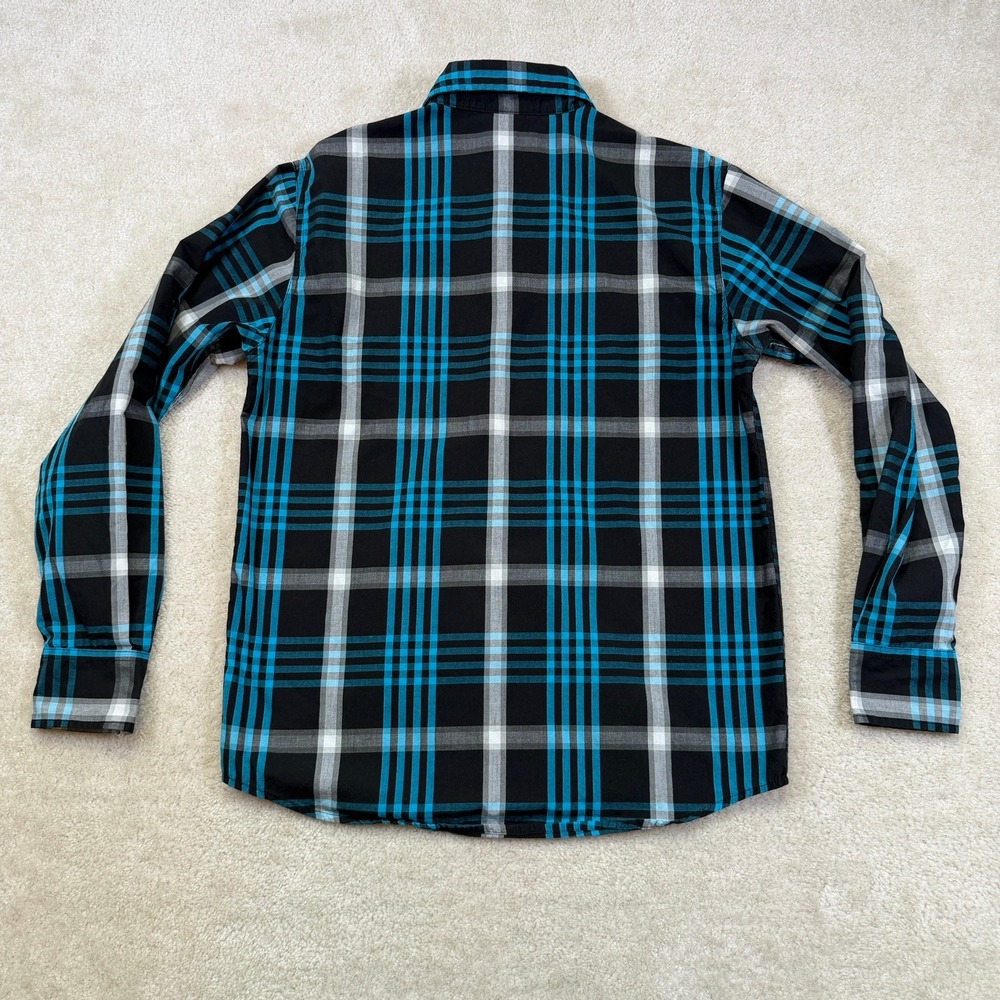 Vintage SouthPole Shirt Mens Medium Black Plaid Button Up Longsleeve - Picture 3 of 10